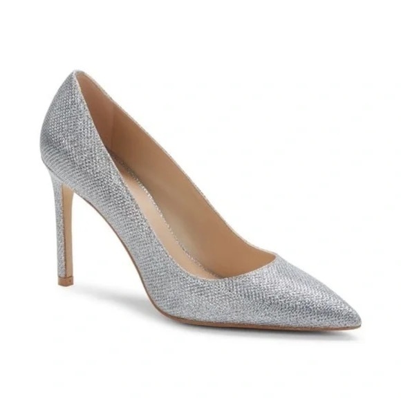 Stuart Weitzman Leigh Metallic 95mm Heel In Silver Sz 6 - Picture 1 of 9